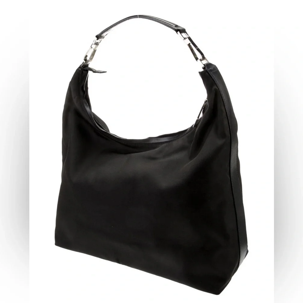 GUCCI Black Nylon Hobo Shoulder Bag